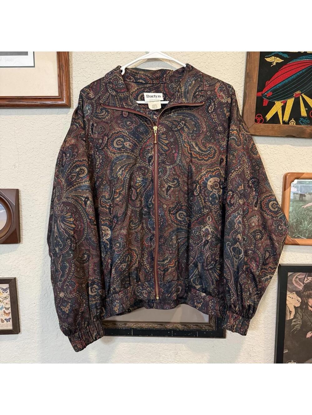 Vintage 80s/90s Colorful Paisley Full Zip Darlyn Designer‎ Jacket Size Large